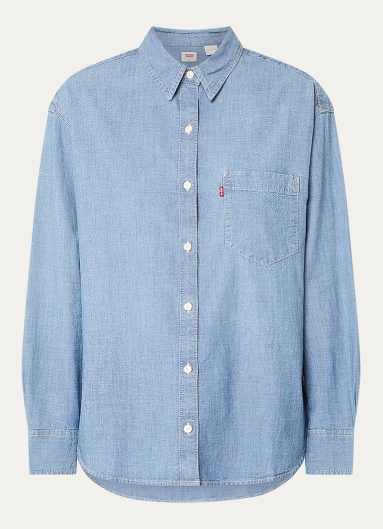 Levi's Dames Harlie Boyfriend blouse van chambray met borstzak in de kleur Indigo