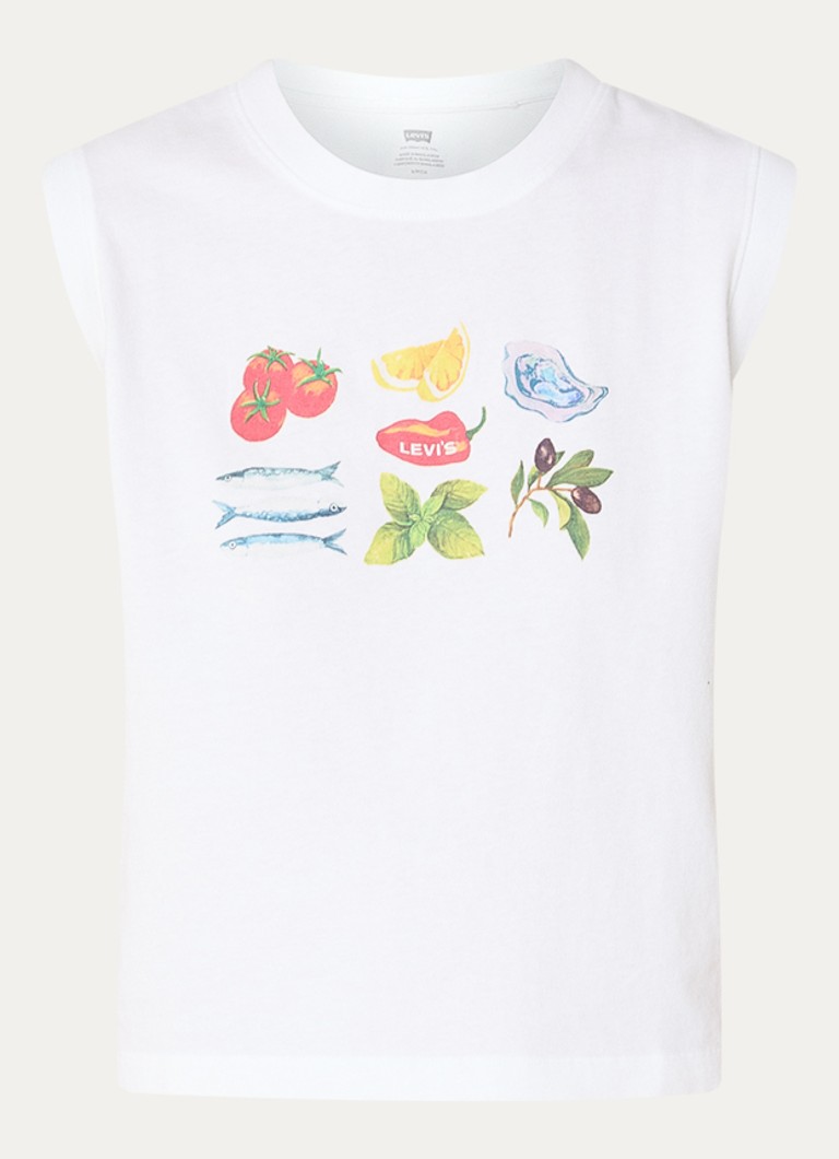 Levi's Dames Mouwloze top met logoprint in de kleur Wit