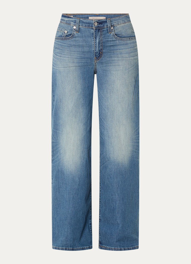Levi's Dames 728 high waist wide leg jeans met medium wassing in de kleur Indigo