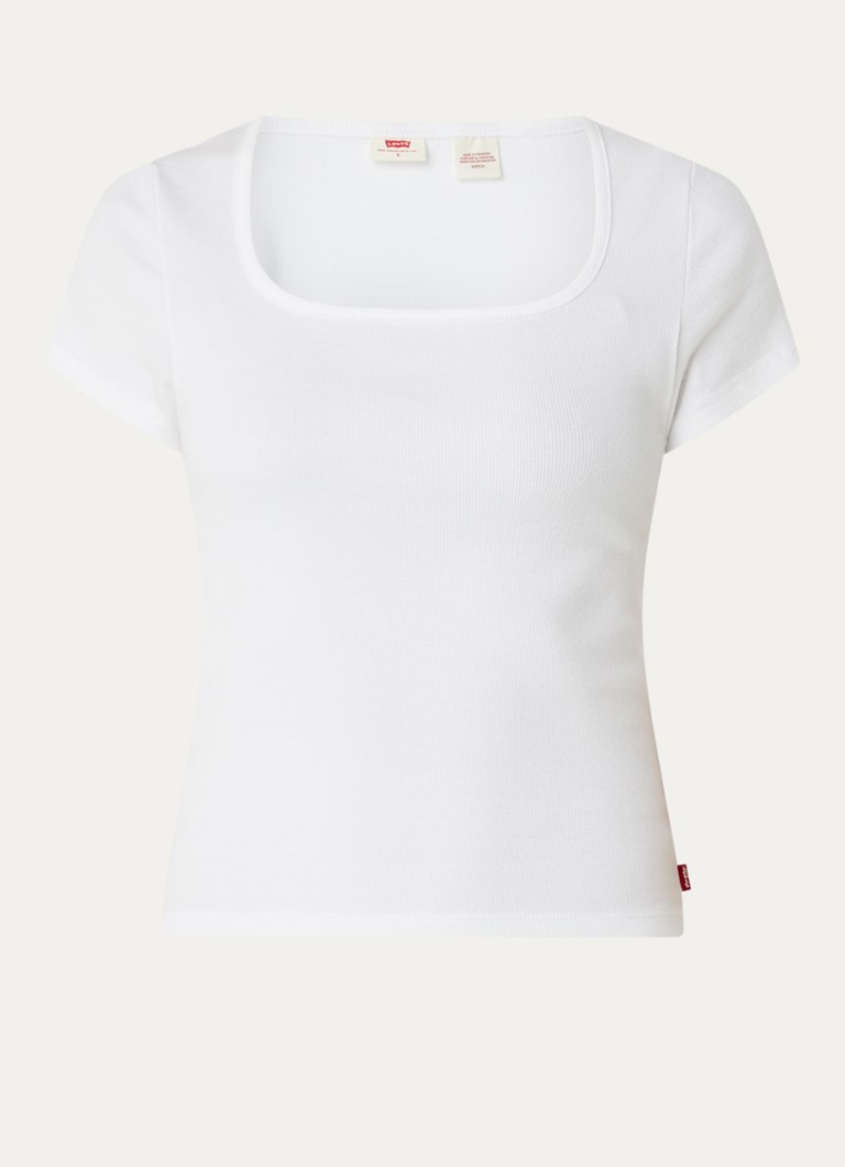 Levi's Dames T-shirt met ribstructuur in de kleur Wit