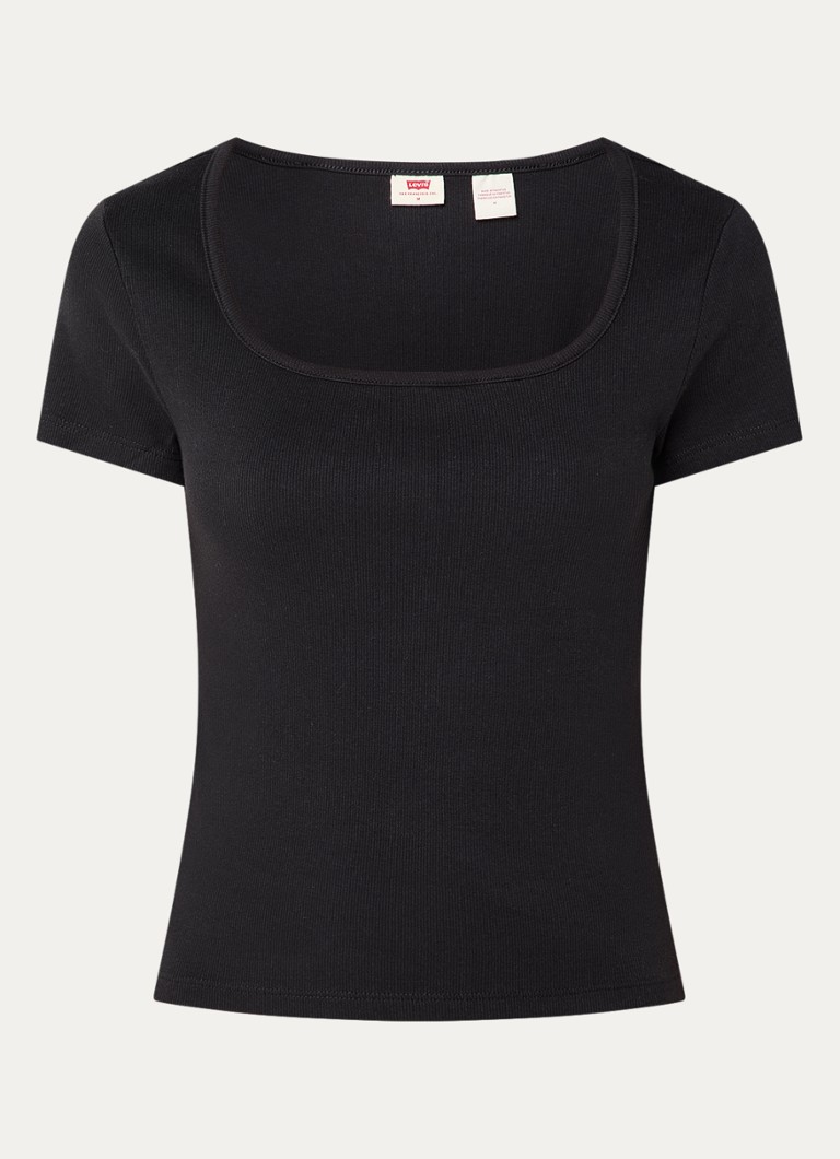 Levi's Dames T-shirt met ribstructuur in de kleur Zwart