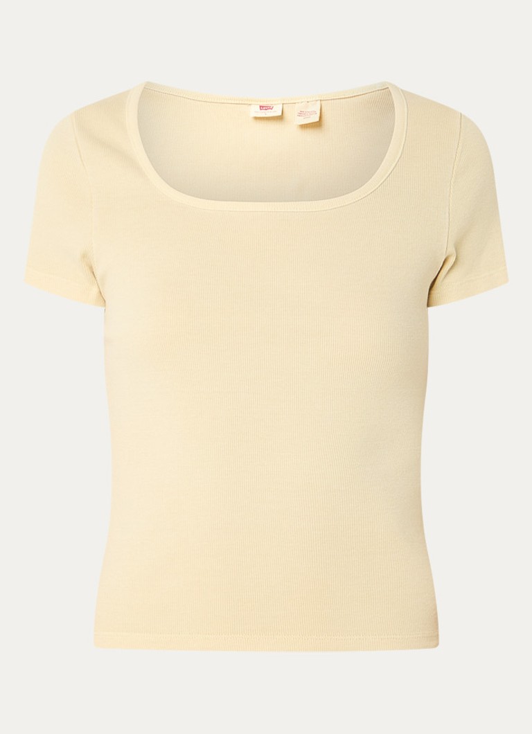 Levi's Dames T-shirt met rechthoekige hals in de kleur Lichtgeel