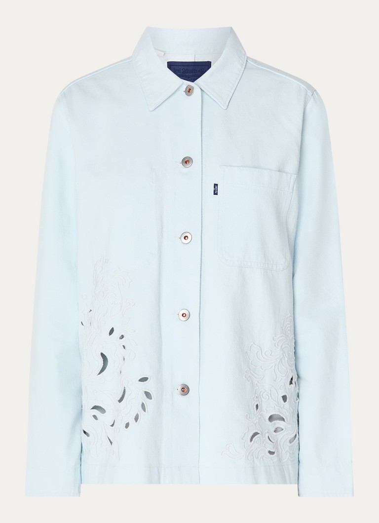 Levi's Dames Blouse van denim met broderie en borstzak in de kleur Lichtblauw