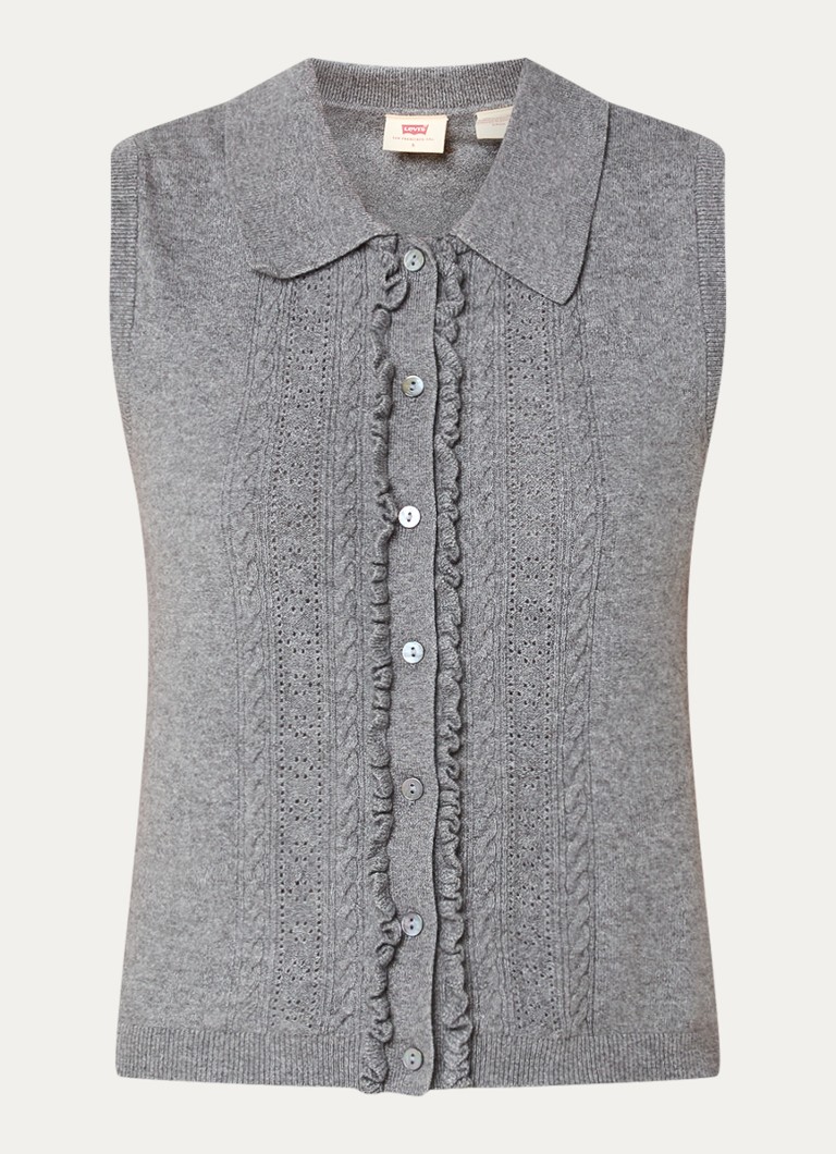 Levi's Dames Fijngebreid gilet met strcutuur in de kleur Grijs