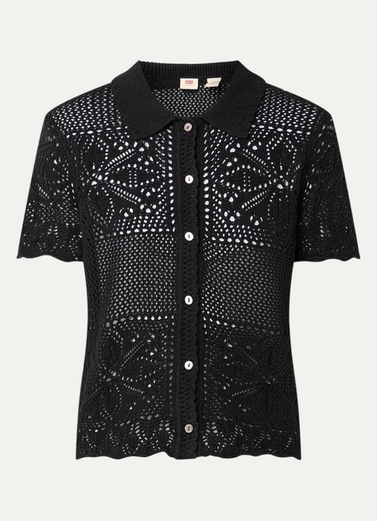 Levi's Dames Susanna fijngebreide blouse met opengewerkt dessin in de kleur Zwart