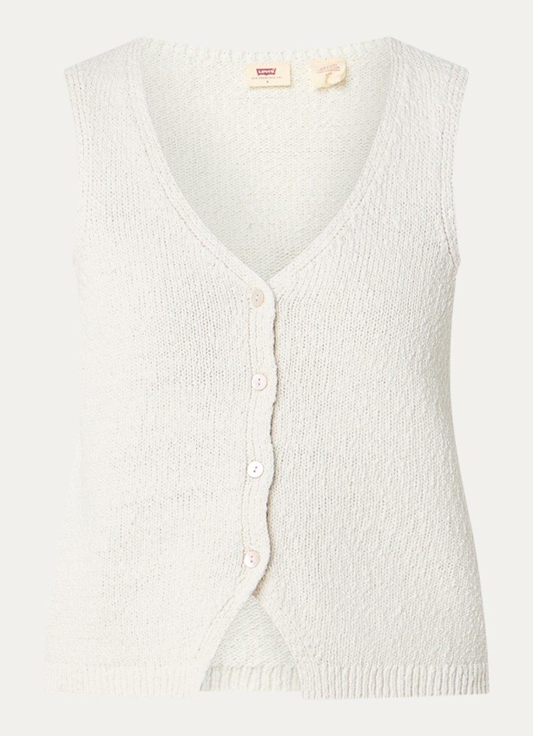 Levi's Dames Helen grofgebreide gilet met V-hals in de kleur Gebroken wit