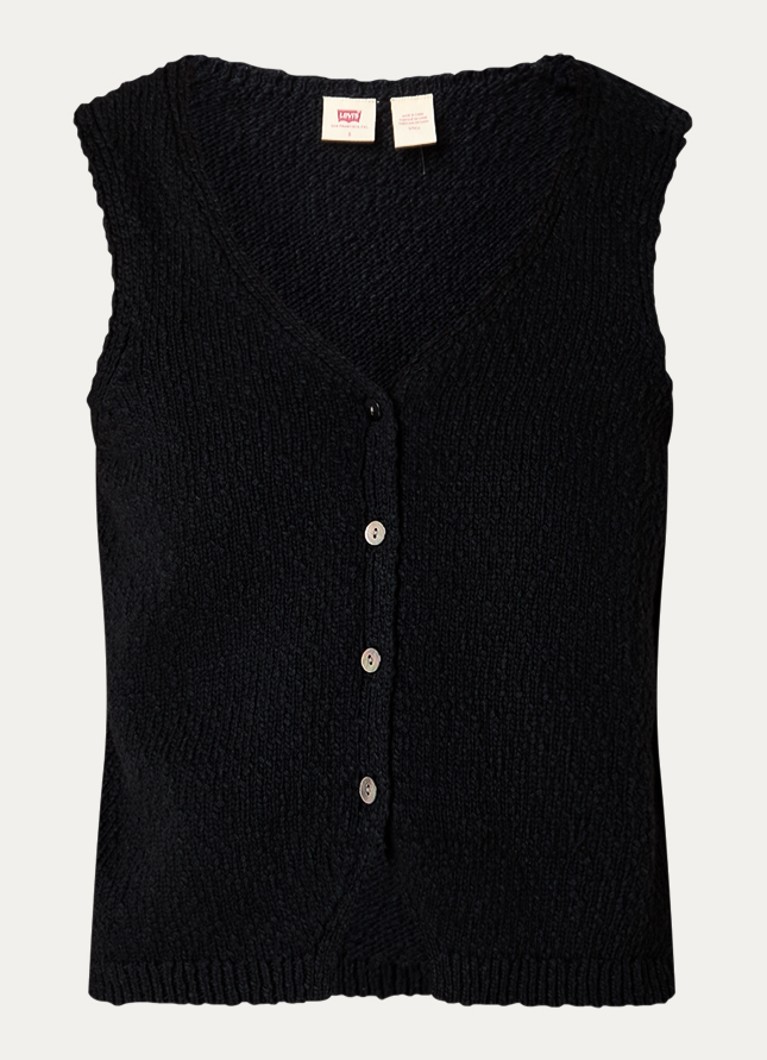 Levi's Dames Helen grofgebreid gilet met ribstructuur in de kleur Zwart