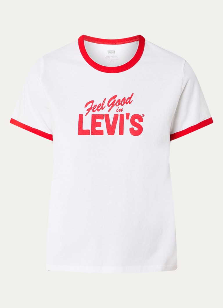 Levi's Dames T-shirt met logoprint in de kleur Wit