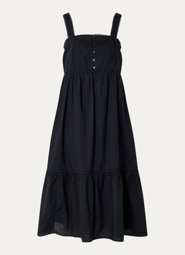 Levi's Dames Mimi midi A-lijn jurk met details van kant in de kleur Zwart