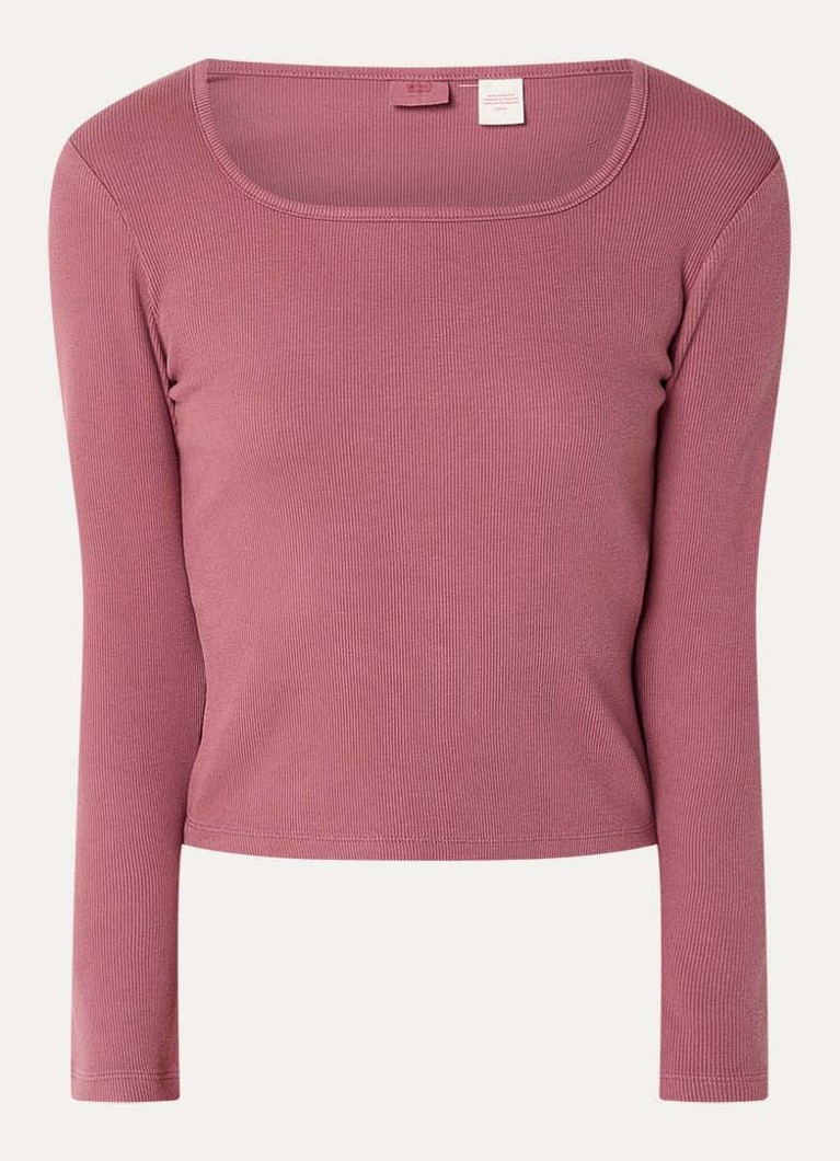 Levi's Dames Ribgebreide top met rechthoekige hals in de kleur Zalmroze