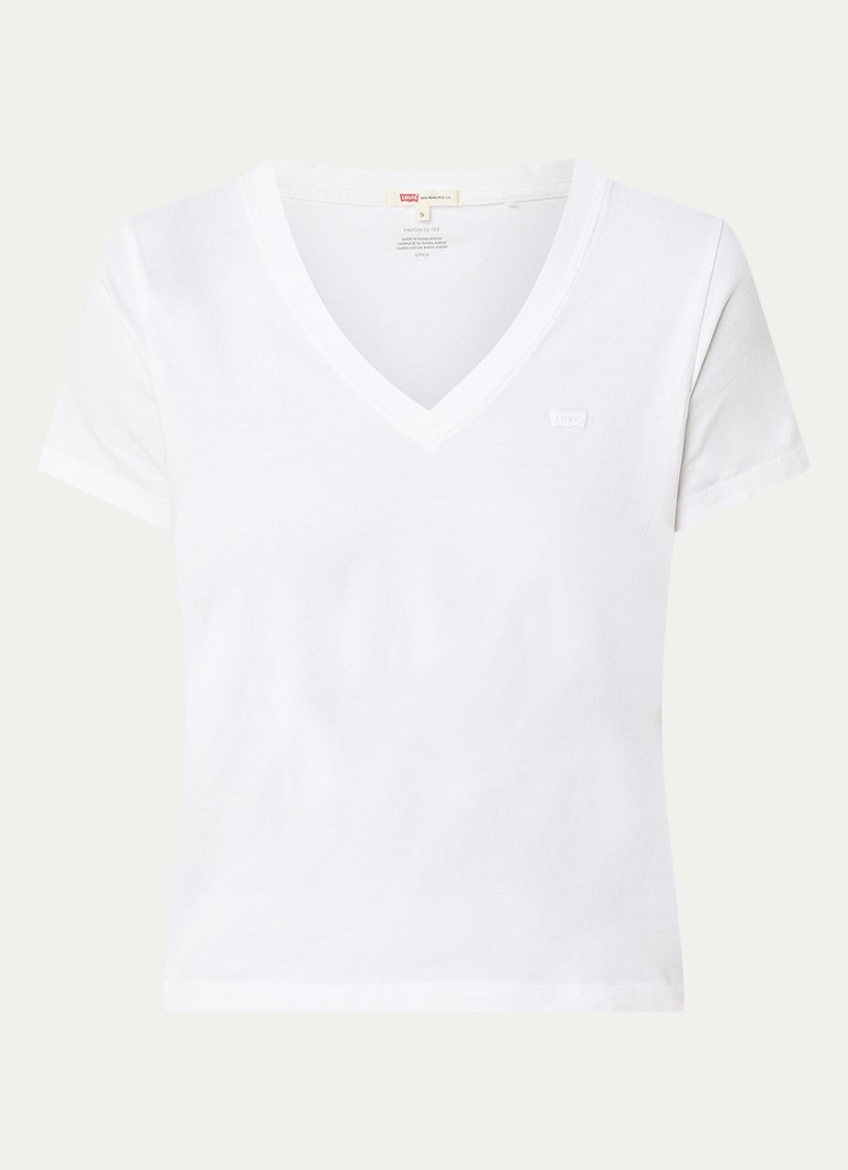 Levi's Dames T-shirt met V-hals in de kleur Wit