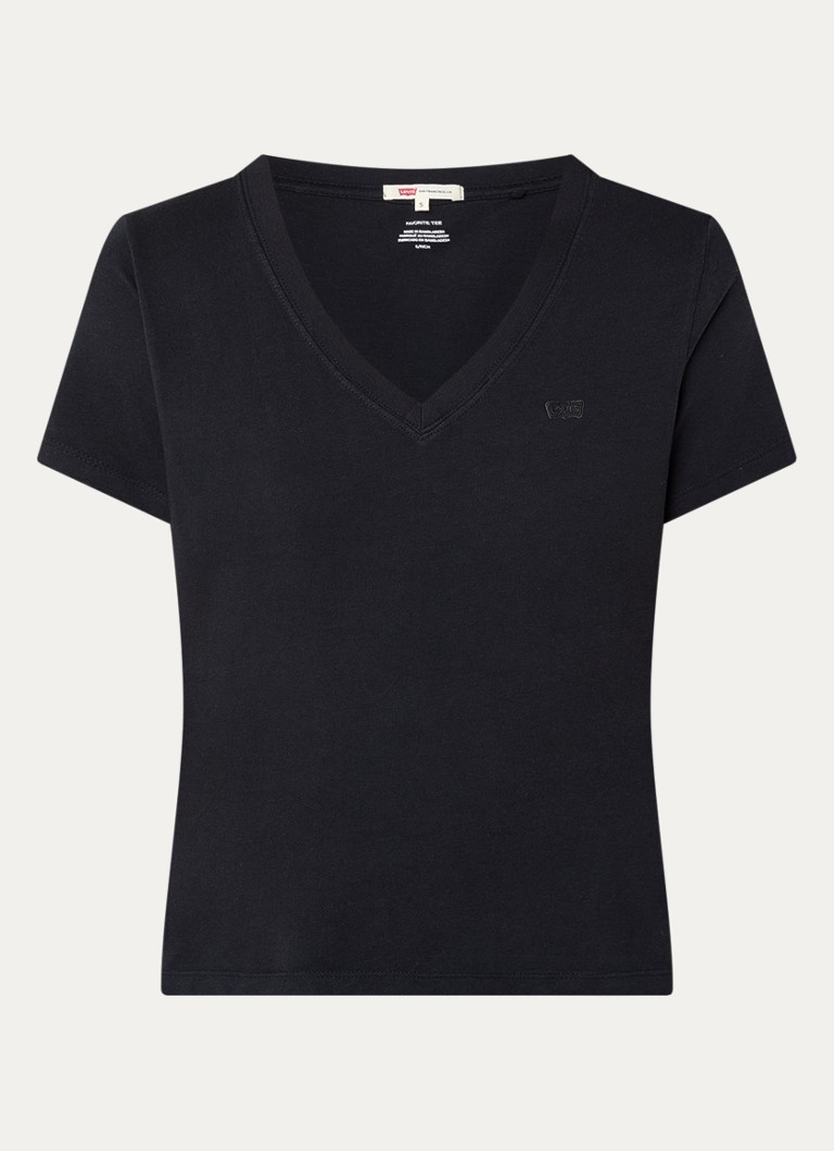 Levi's Dames T-shirt met logoborduring in de kleur Zwart
