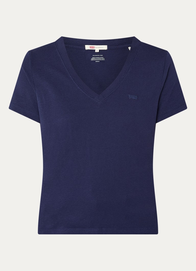 Levi's Dames T-shirt met logoborduring in de kleur Donkerblauw
