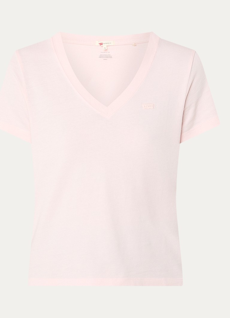 Levi's Dames T-shirt met V-hals in de kleur Lichtroze