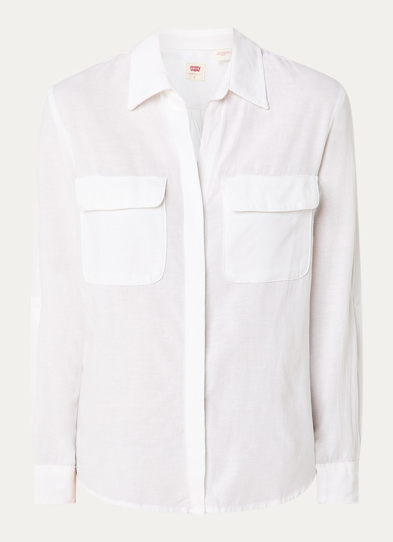 Levi's Dames Elaine blouse in linnenblend met borstzakken in de kleur Wit