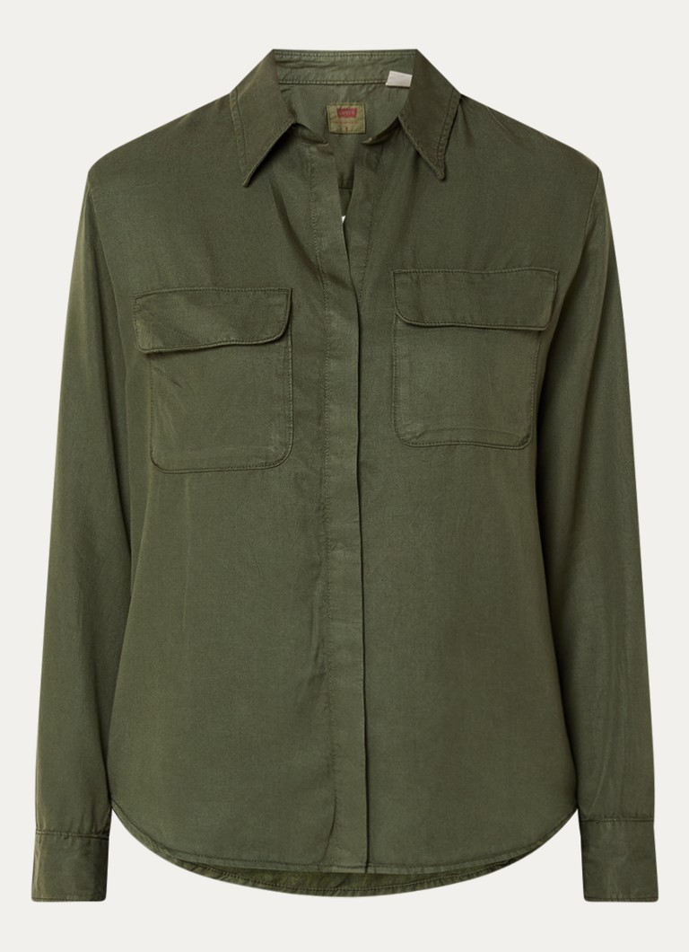 Levi's Dames Elaine blouse met borstzakken in de kleur Legergroen