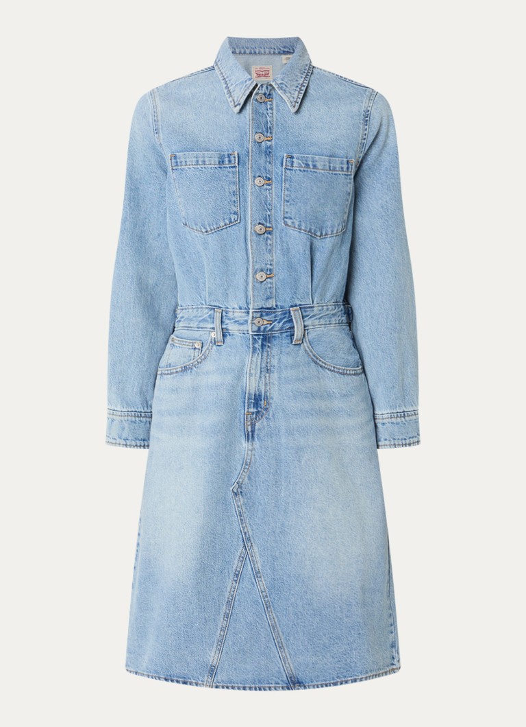 Levi's Dames Blousejurk van denim met borstzakken in de kleur Lichtblauw