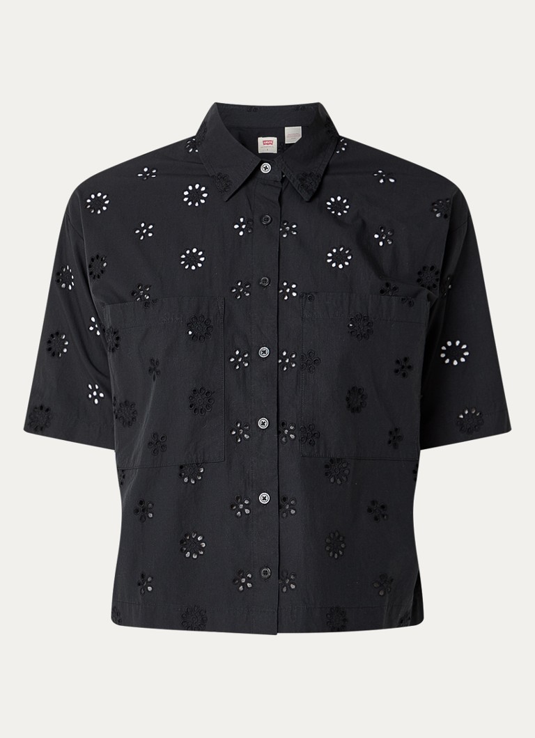 Levi's Dames Novelty Harlie blouse met opengewerkt dessin in de kleur Zwart