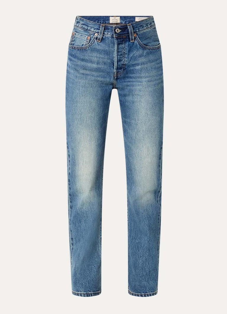 Levi's Dames 501 high waist straight leg jeans met medium wassing in de kleur Indigo