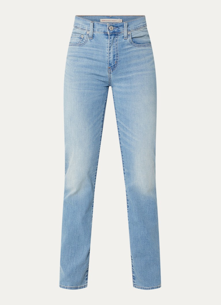 Levi's Dames 724 mid waist slim fit jeans met lichte wassing in de kleur Indigo