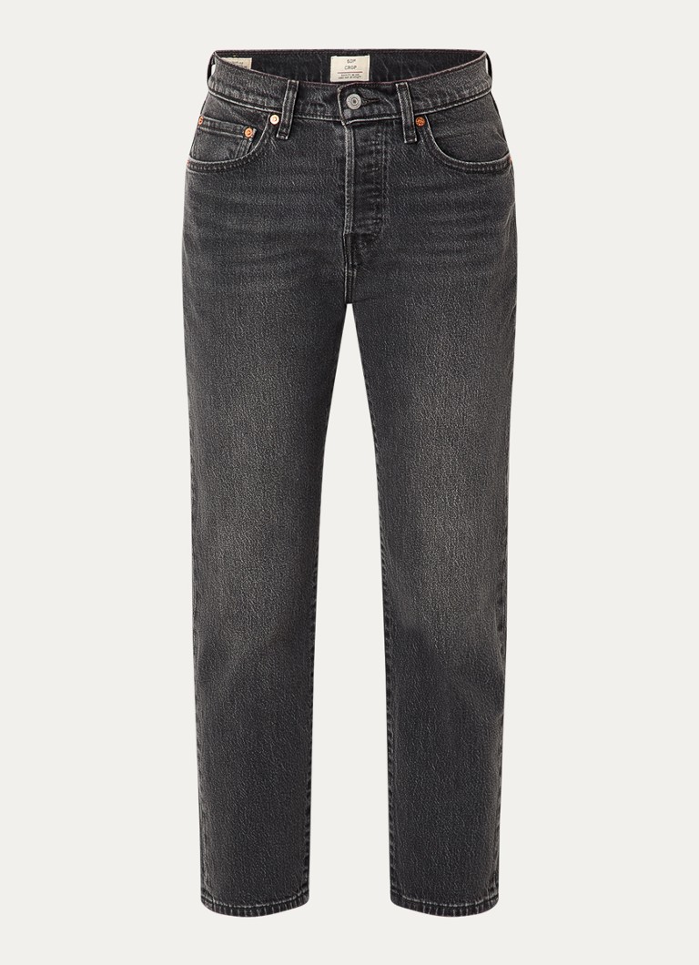 Levi's Dames 501 high waist cropped tapered fit jeans met gekleurde wassing in de kleur Zwart