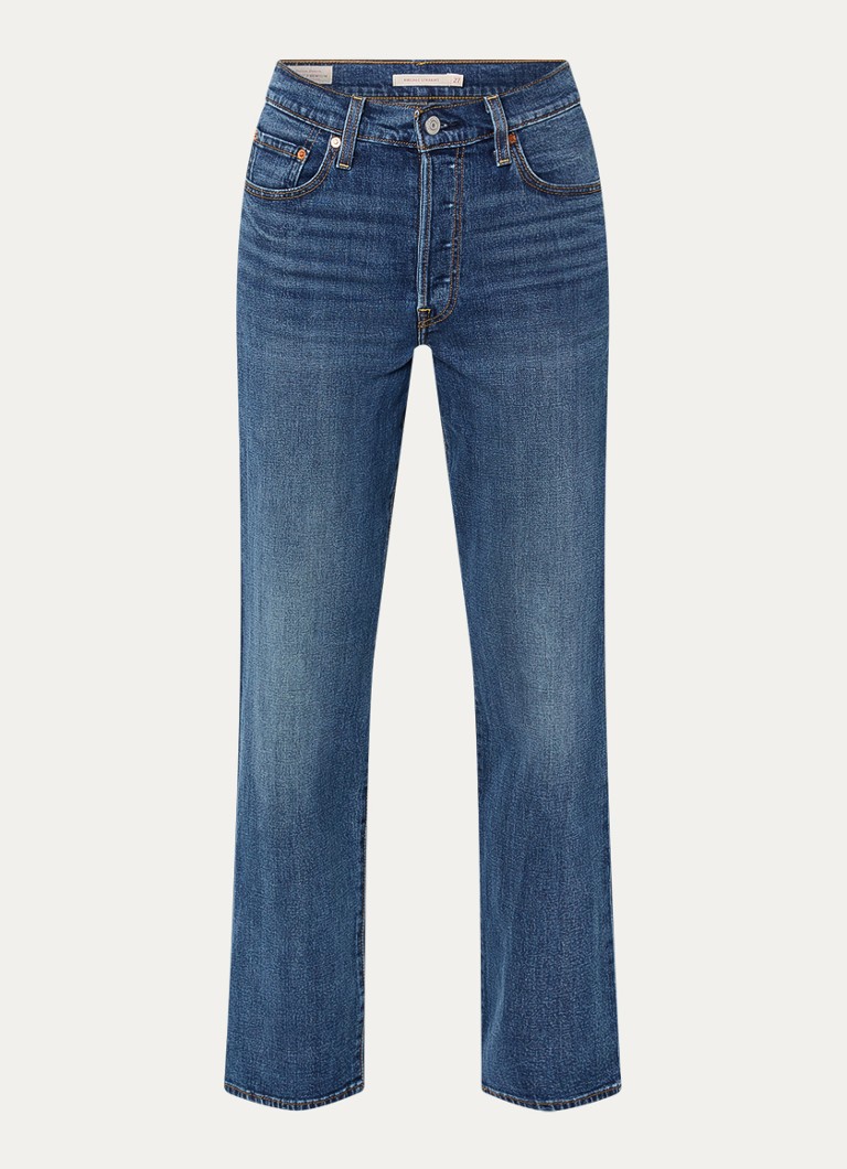Levi's Dames Ribcage high waist straight leg jeans met medium wassing in de kleur Indigo
