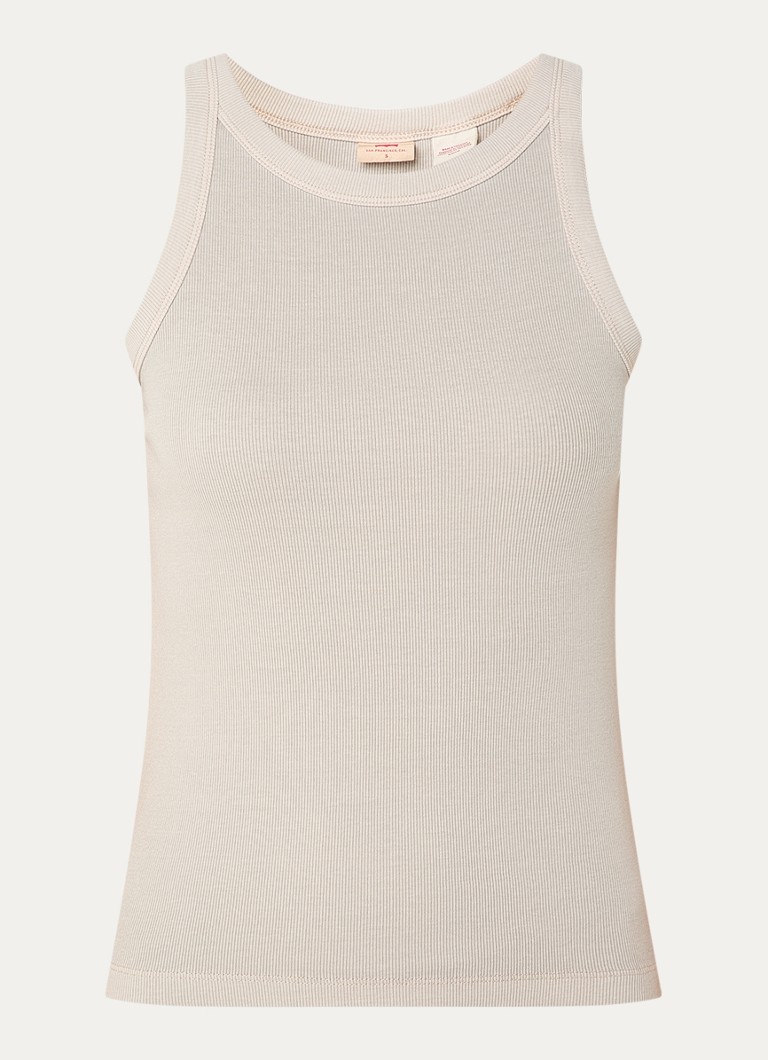 Levi's Dames Ribgebreide tanktop met stretch in de kleur Donkerbeige