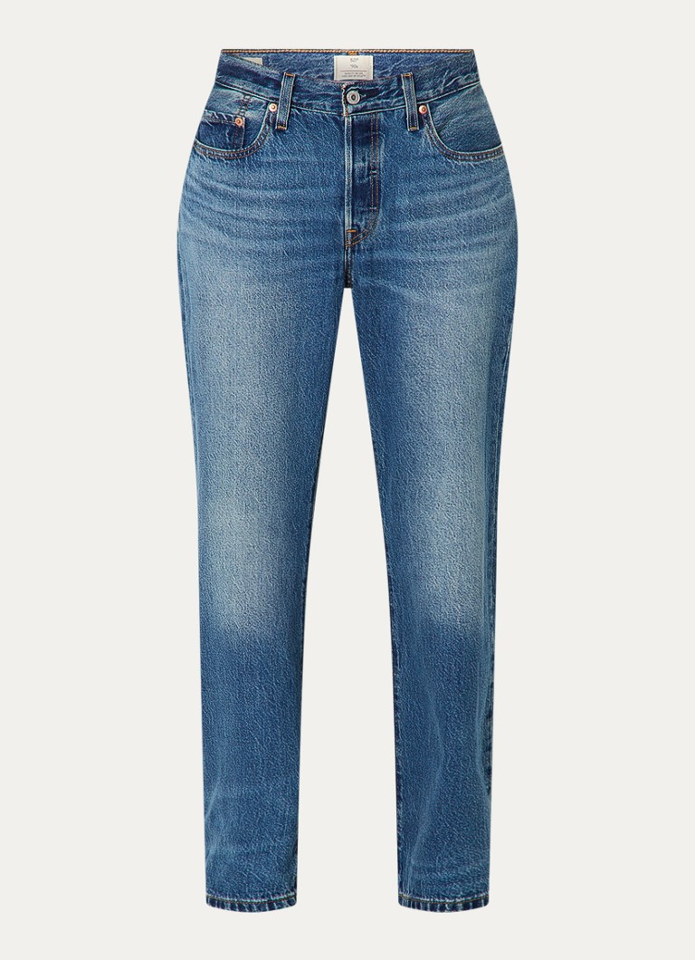 Levi's Dames 501 high waist straight leg jeans met donkere wassing in de kleur Indigo