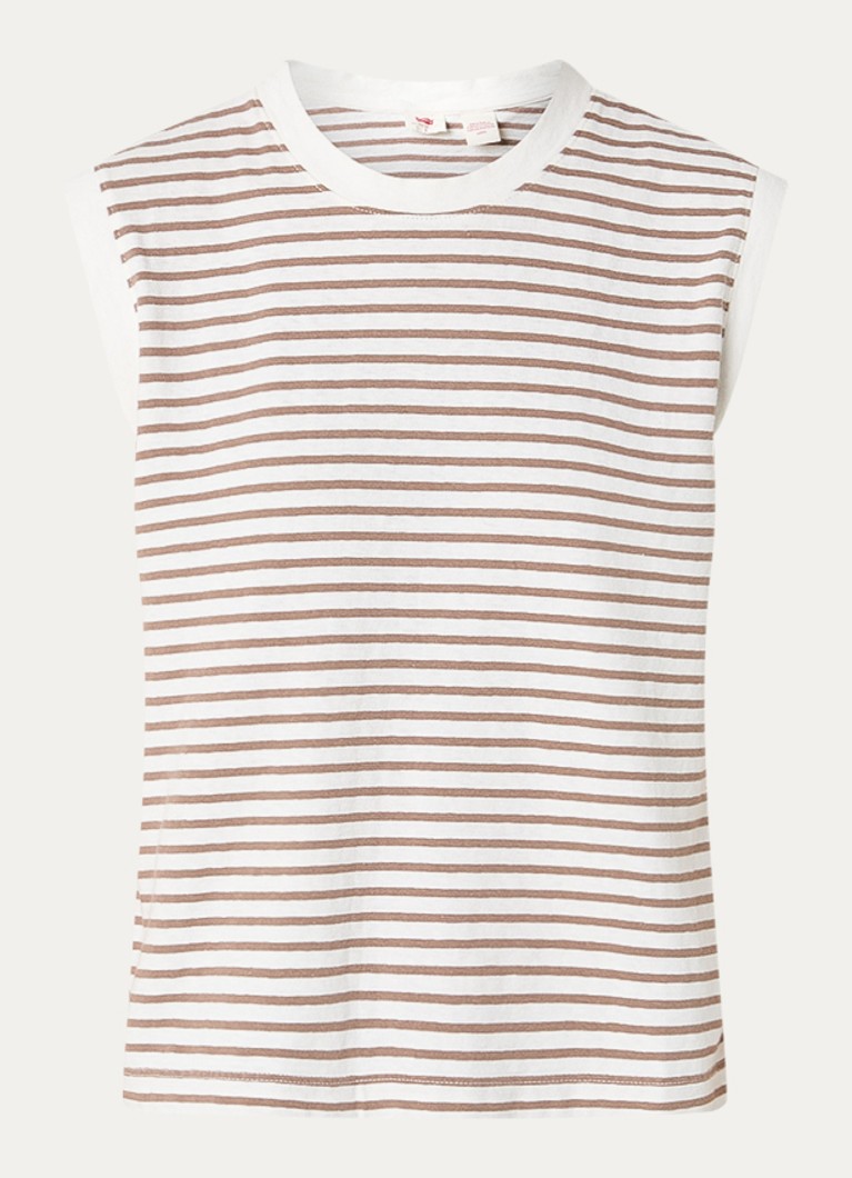 Levi's Dames Mouwloze top met streepprint in de kleur Donkerbeige