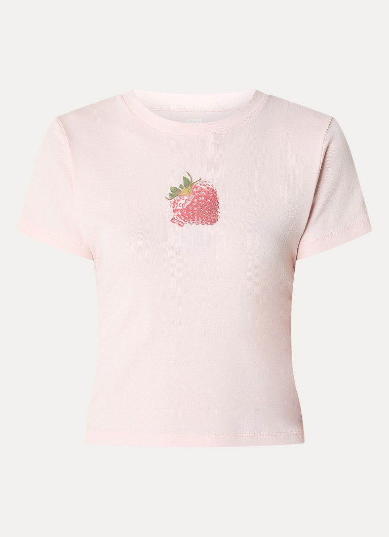 Levi's Dames Cropped T-shirt met print in de kleur Lichtroze