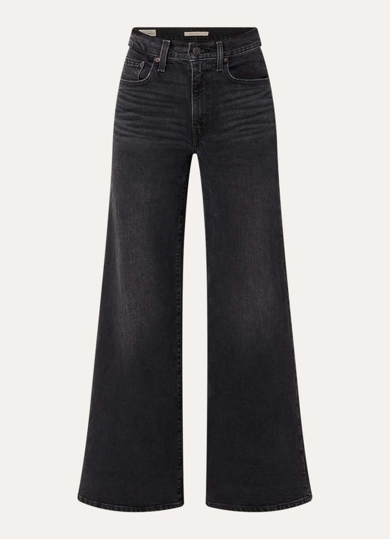 Levi's Dames 728 high waist wide leg jeans met gekleurde wassing in de kleur Zwart