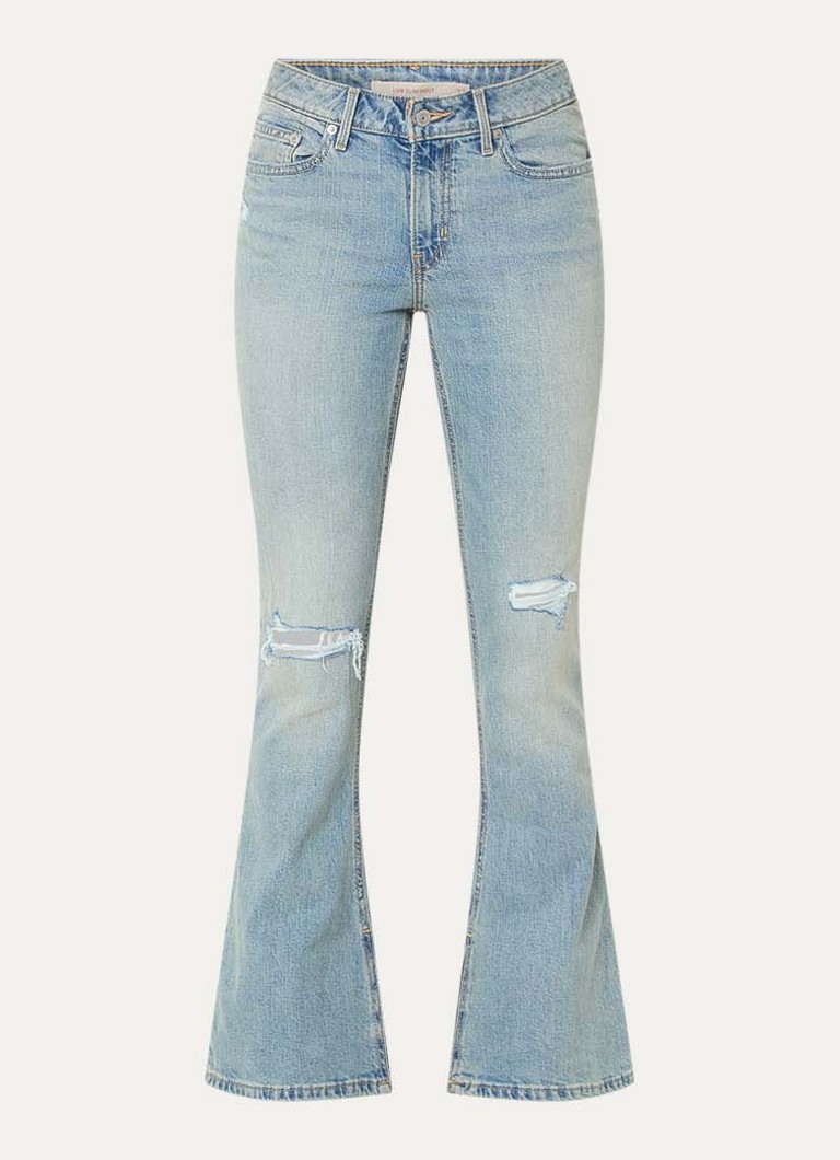 Levi's Dames Mid waist bootcut jeans met lichte wassing en destroyed afwerking in de kleur Indigo