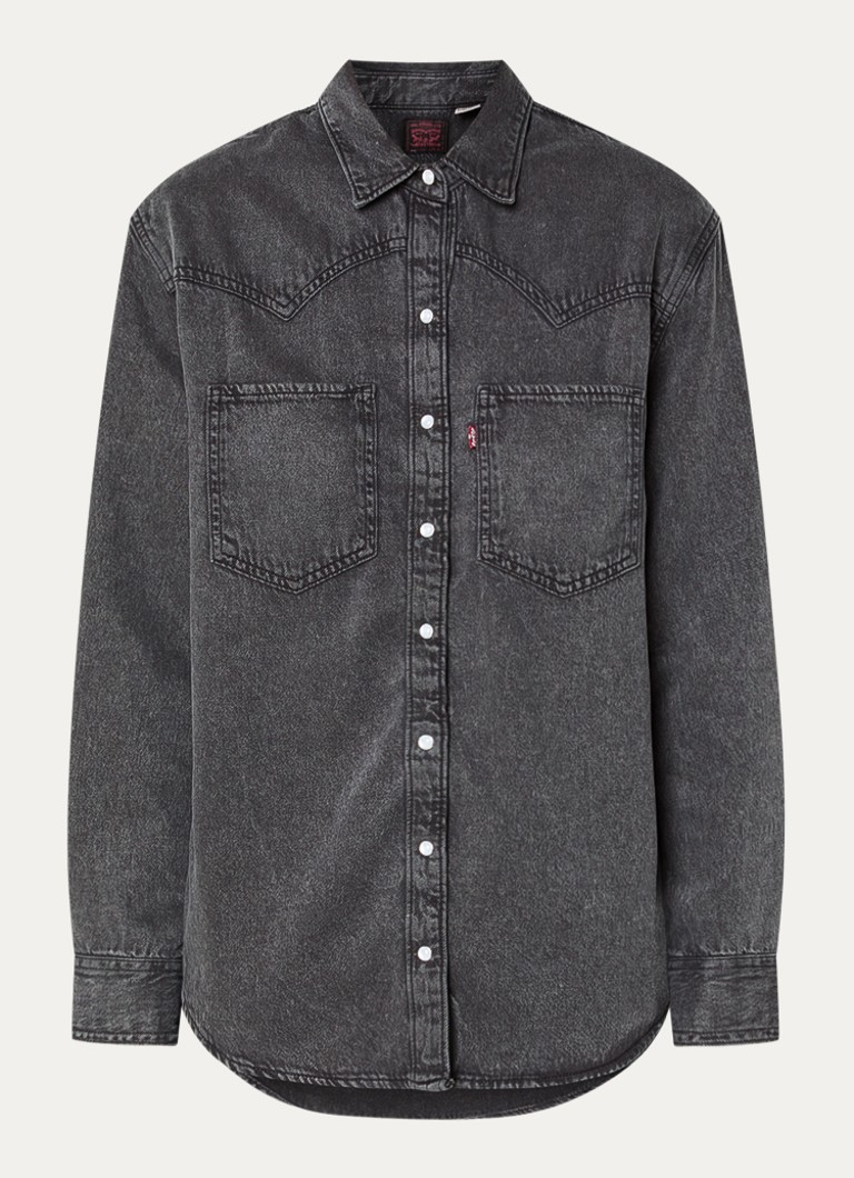 Levi's Dames Teodora blouse van chambray met borstzakken in de kleur Zwart