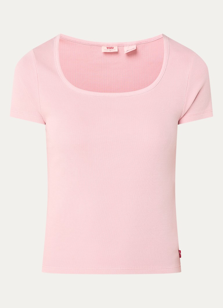 Levi's Dames T-shirt met ribstructuur in de kleur Lichtroze