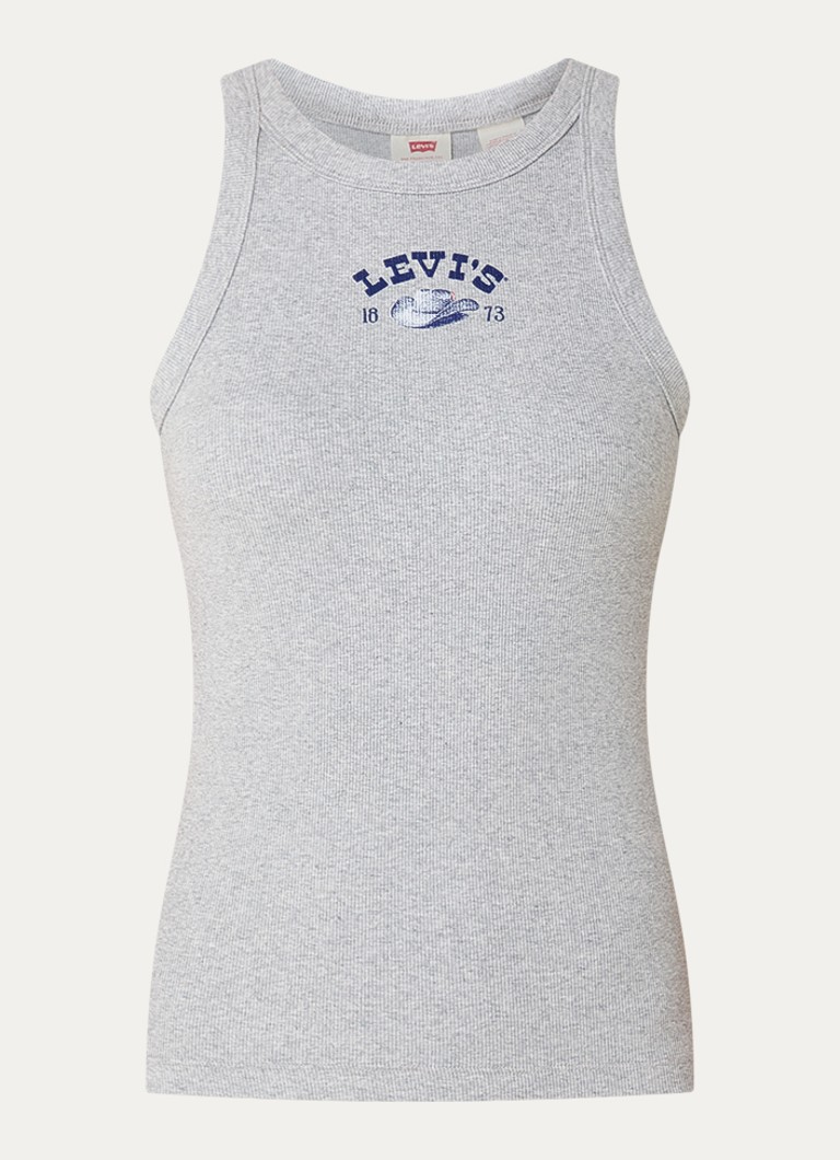 Levi's Dames Racer tanktop met logoprint in de kleur Grijsmele