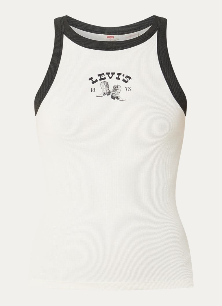 Levi's Dames Racer tanktop met logoprint in de kleur Gebroken wit