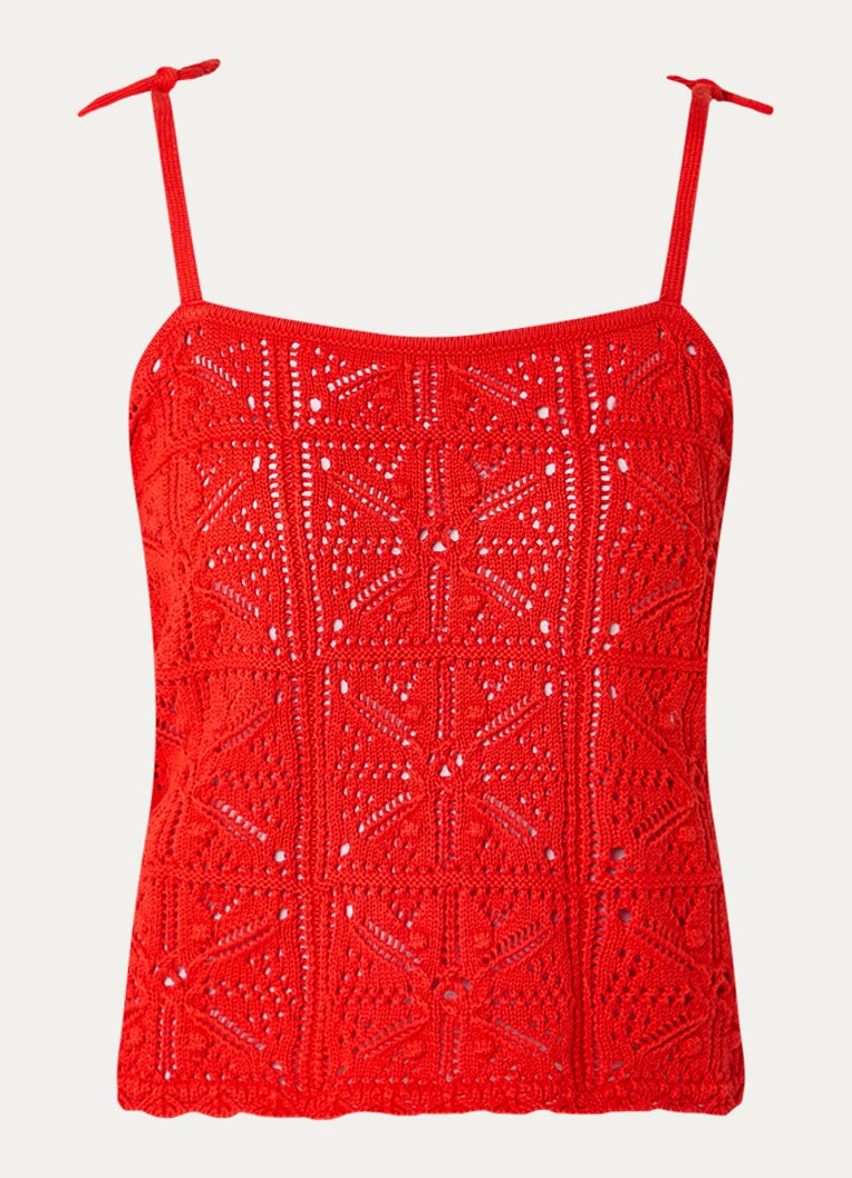 Levi's Dames Mouwloze top met opengwerkt dessin in de kleur Rood
