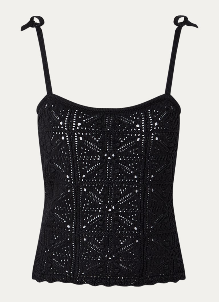Levi's Dames Abbey grofgebreide top van crochet met gestrikt detail in de kleur Zwart