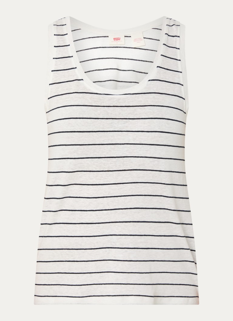 Levi's Dames Lori tanktop in linnenblend met streepprint in de kleur Wit