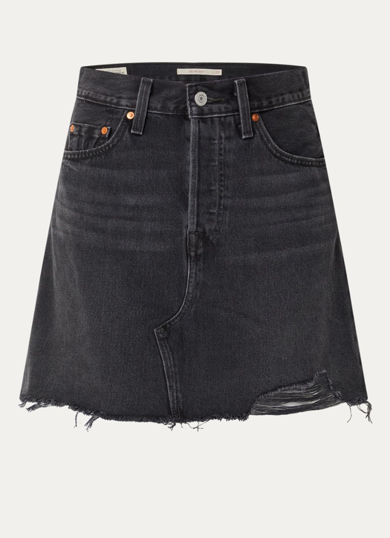 Levi's Dames Mini spijkerrok met destroyed afwerking in de kleur Antraciet