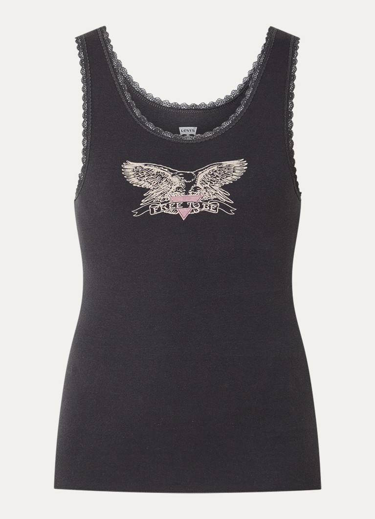 Levi's Dames Pride Pretty tanktop met print in de kleur Antraciet