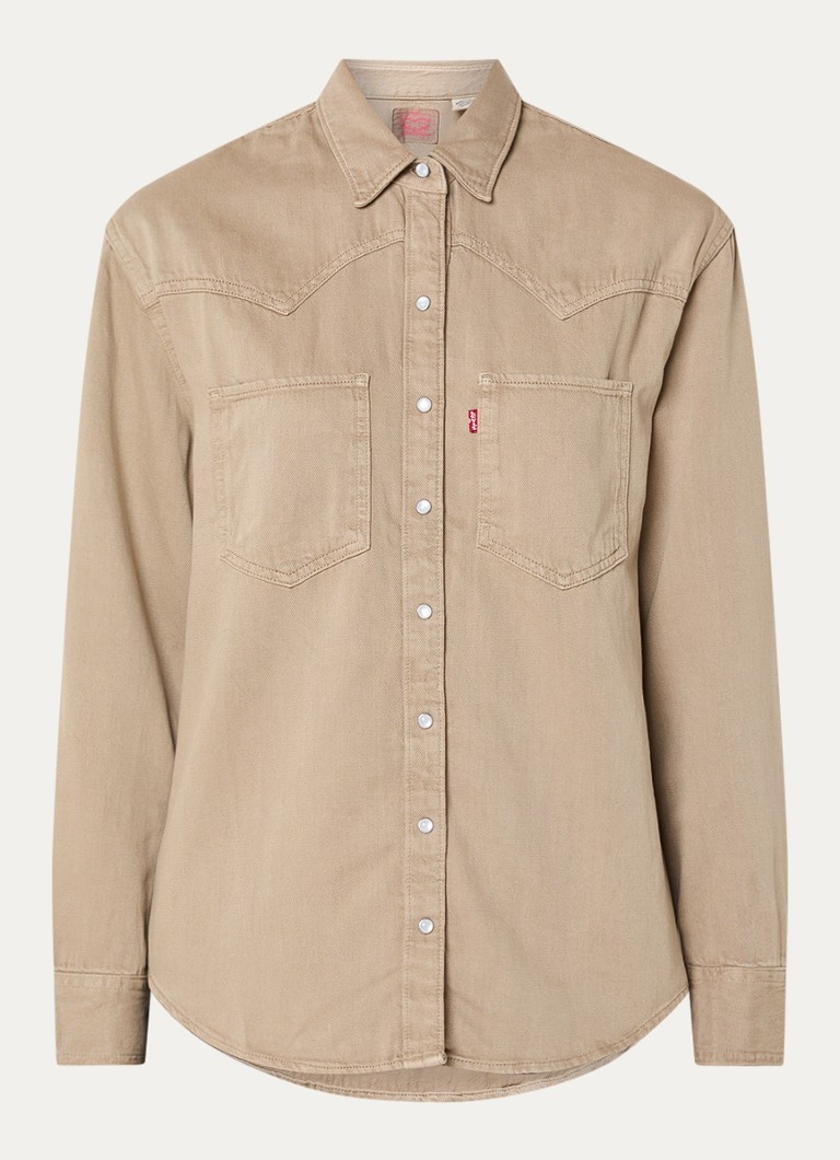 Levi's Dames Teodora blouse van chambray met borstzakken in de kleur Lichtbruin