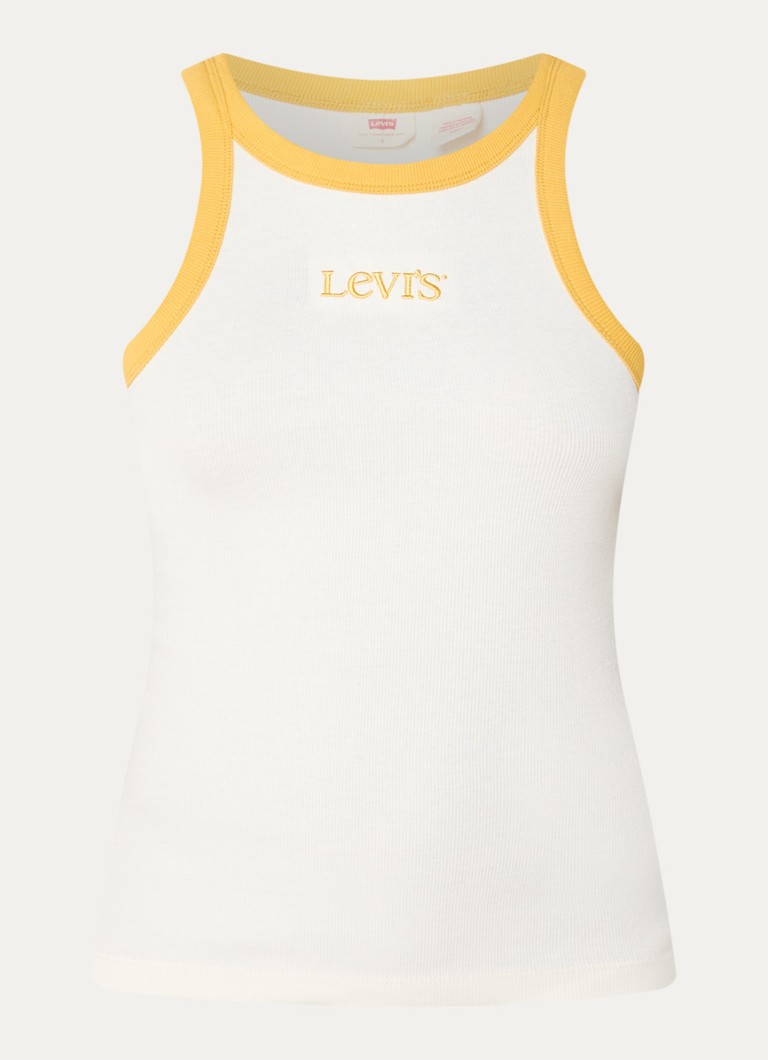 Levi's Dames Tanktop met logo in de kleur Gebroken wit