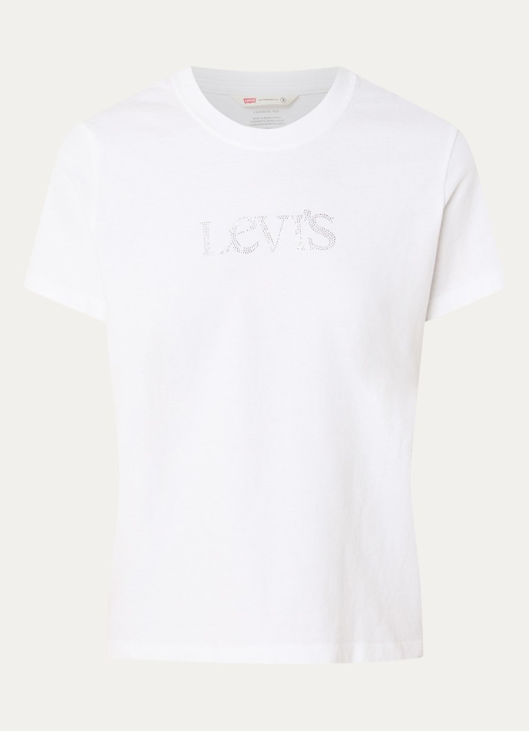 Levi's Dames Favorite T-shirt met strass en logo in de kleur Wit