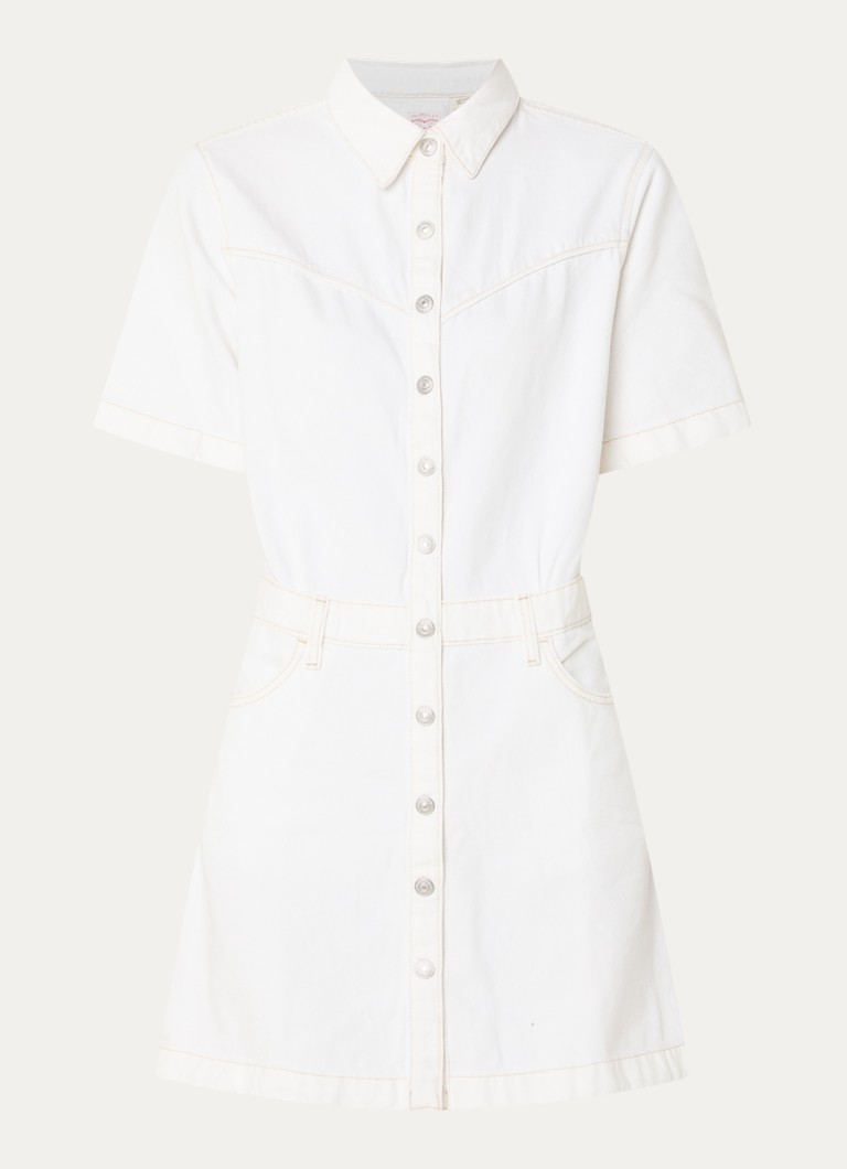 Levi's Dames Logan mini denim jurk met steekzakken in de kleur Wit