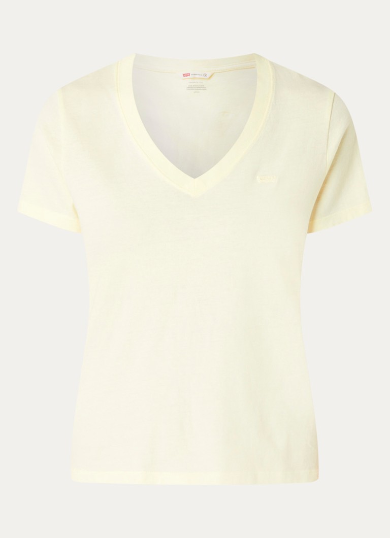 Levi's Dames T-shirt met logoborduring in de kleur Lichtgeel