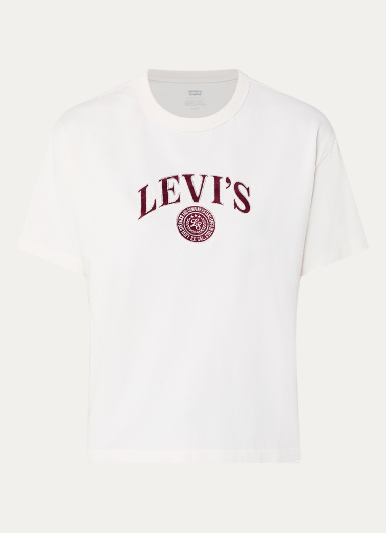 Levi's Dames T-shirt met logoprint in de kleur Gebroken wit