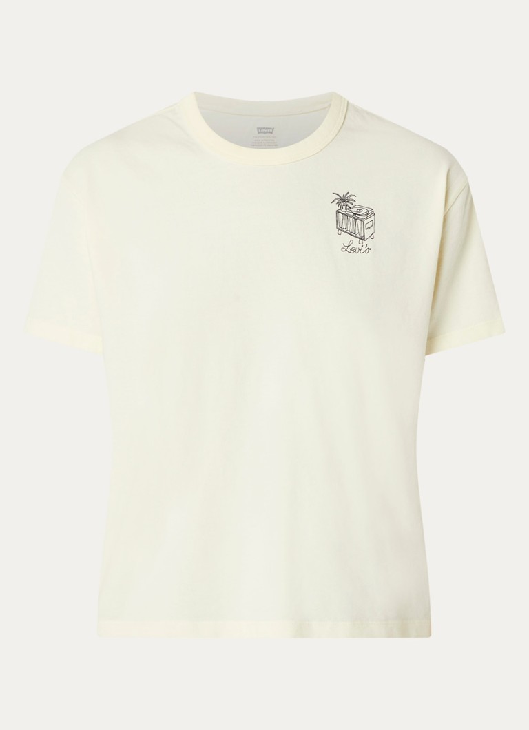 Levi's Dames T-shirt met borduring in de kleur Lichtgeel
