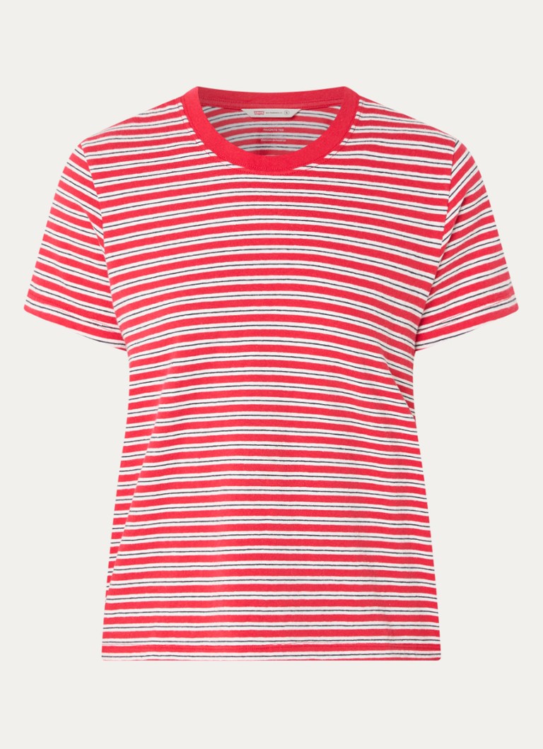 Levi's Dames Favorite T-shirt met streepprint in de kleur Rood