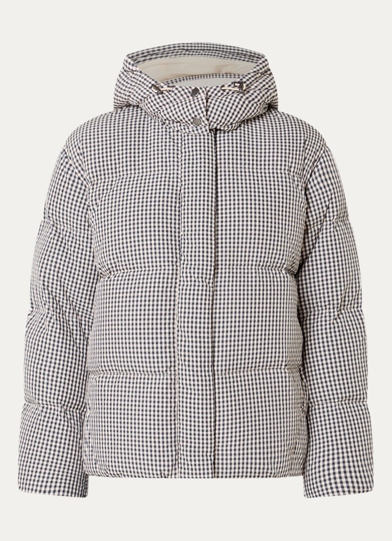 Levi's Dames Tate puffer jack met ruitdessin en donsvulling in de kleur Gebroken wit
